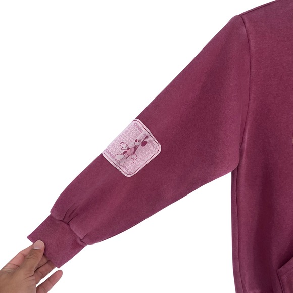 NWT Disney Mickey and Friends Full Zip Hoodie Women's Large Red Patches - Picture 4 of 13